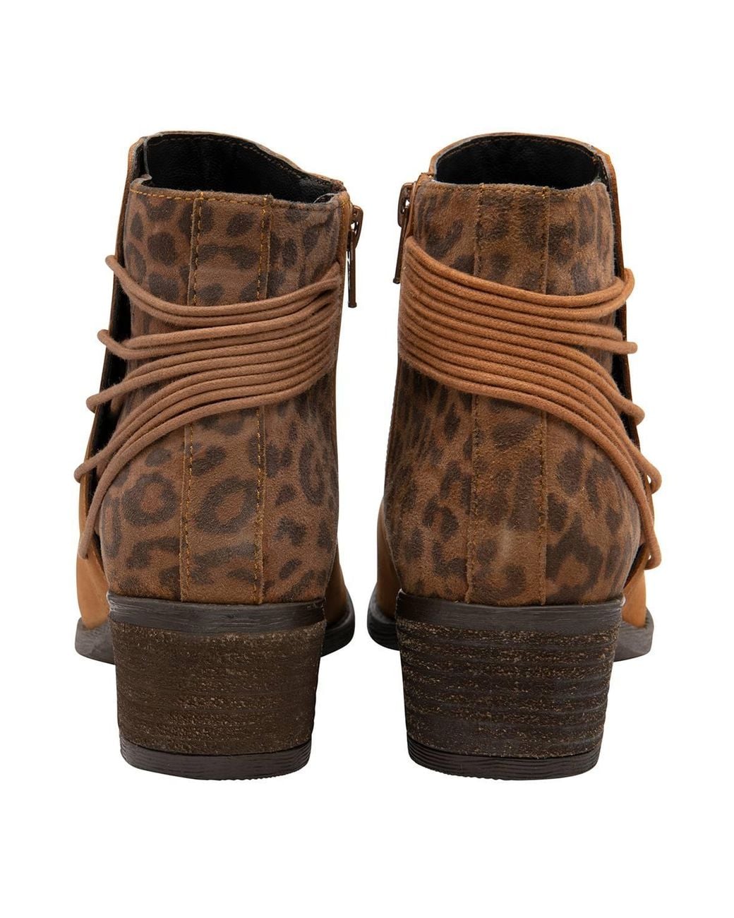 Lotus Brown Leopard-Print Leather 'Etta' Ankle Boots