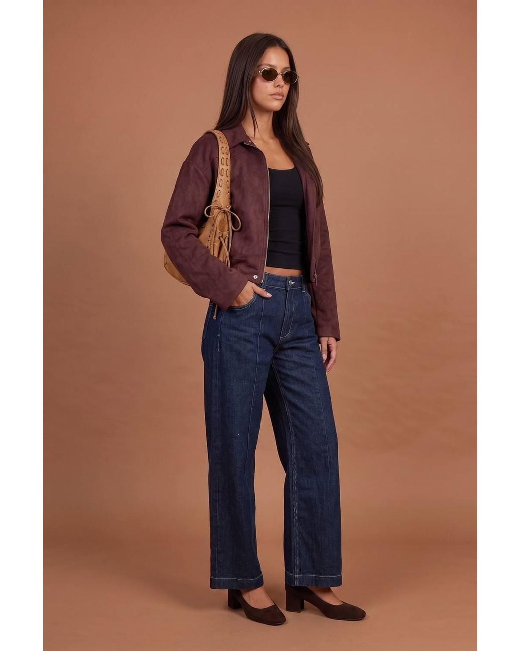 Urban Bliss Blue Suede Collared Bubble Hem Jacket