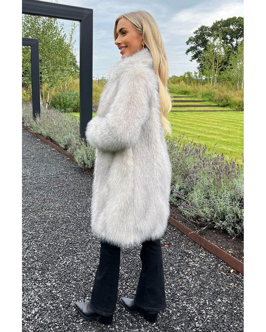 AX Paris Natural Tipped Faux Fur Long Jacket