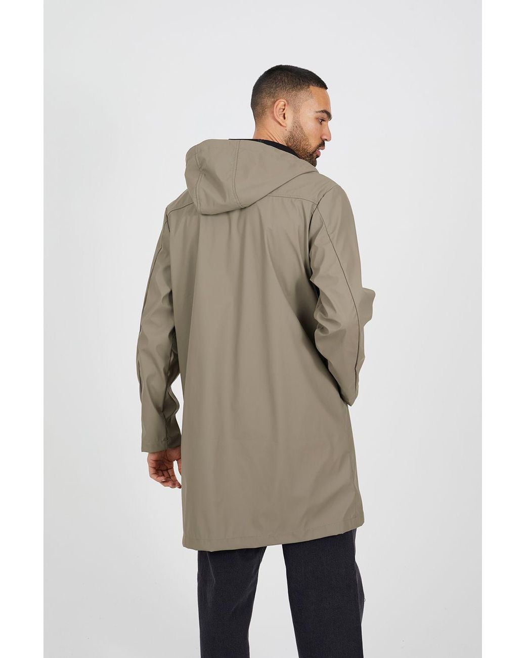 Brave Soul Natural Rubberised Hooded Parka Style Jacket for men