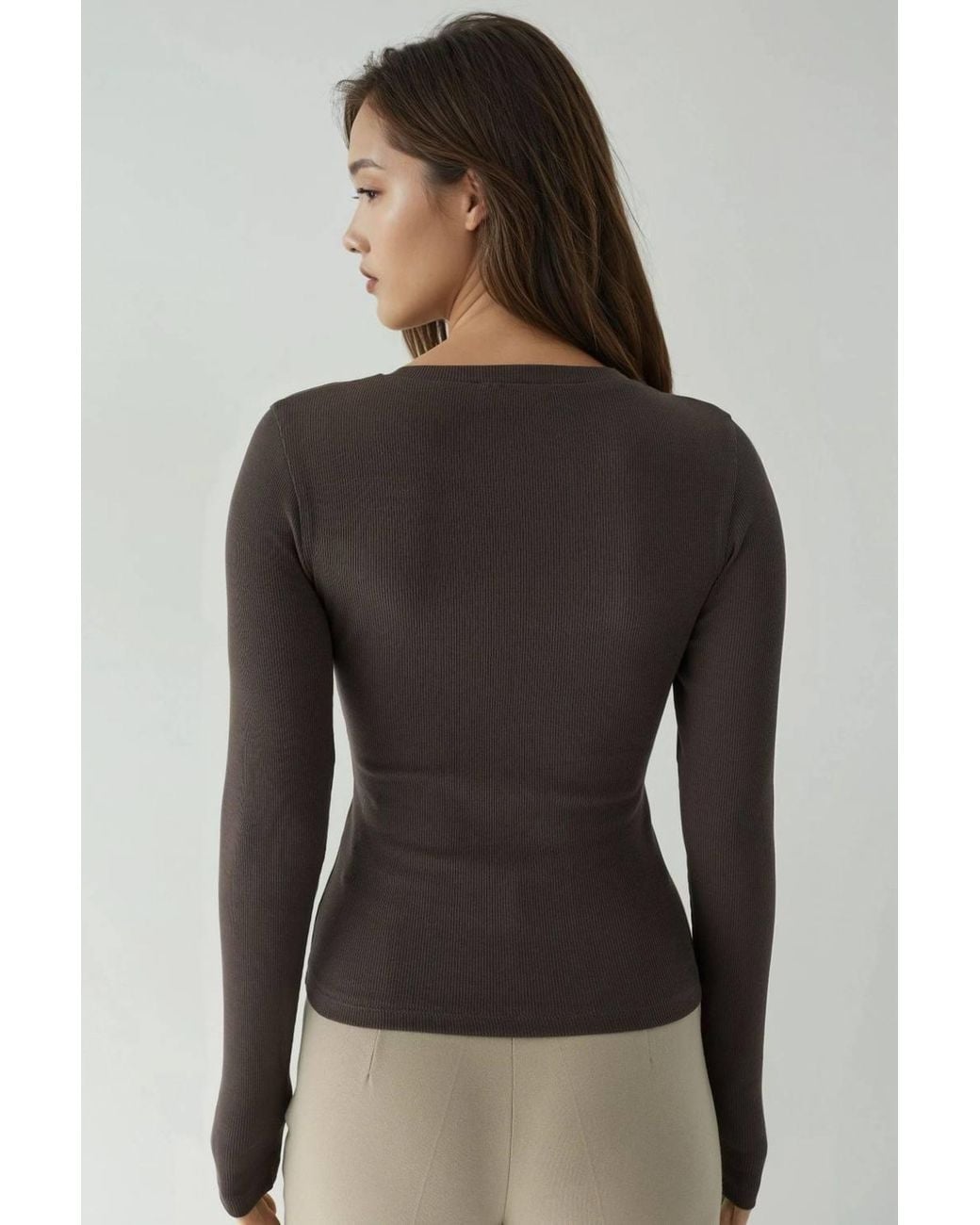 Hiccup Gray Ribbed Snap Button Knitted Top