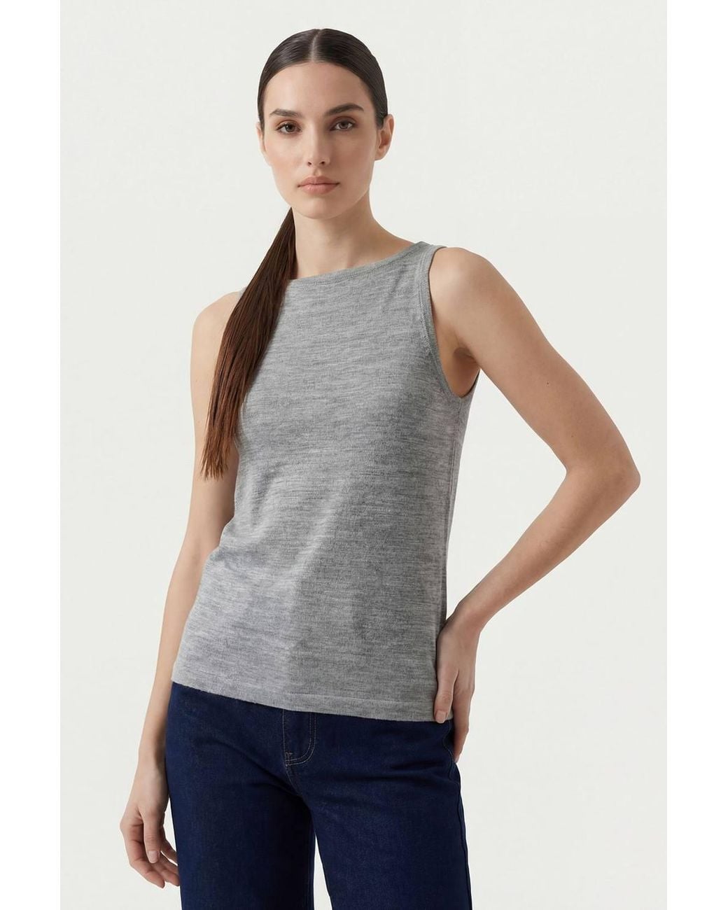 Bigdart Gray Ribbed Sleeveless Crew Neck Tank Top