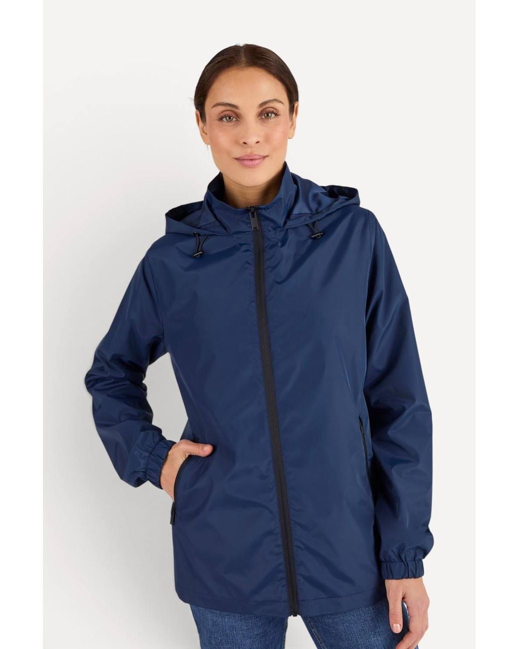 DAMART Blue 1 Lightweight Coat Plain Regular Length Woven Polyester