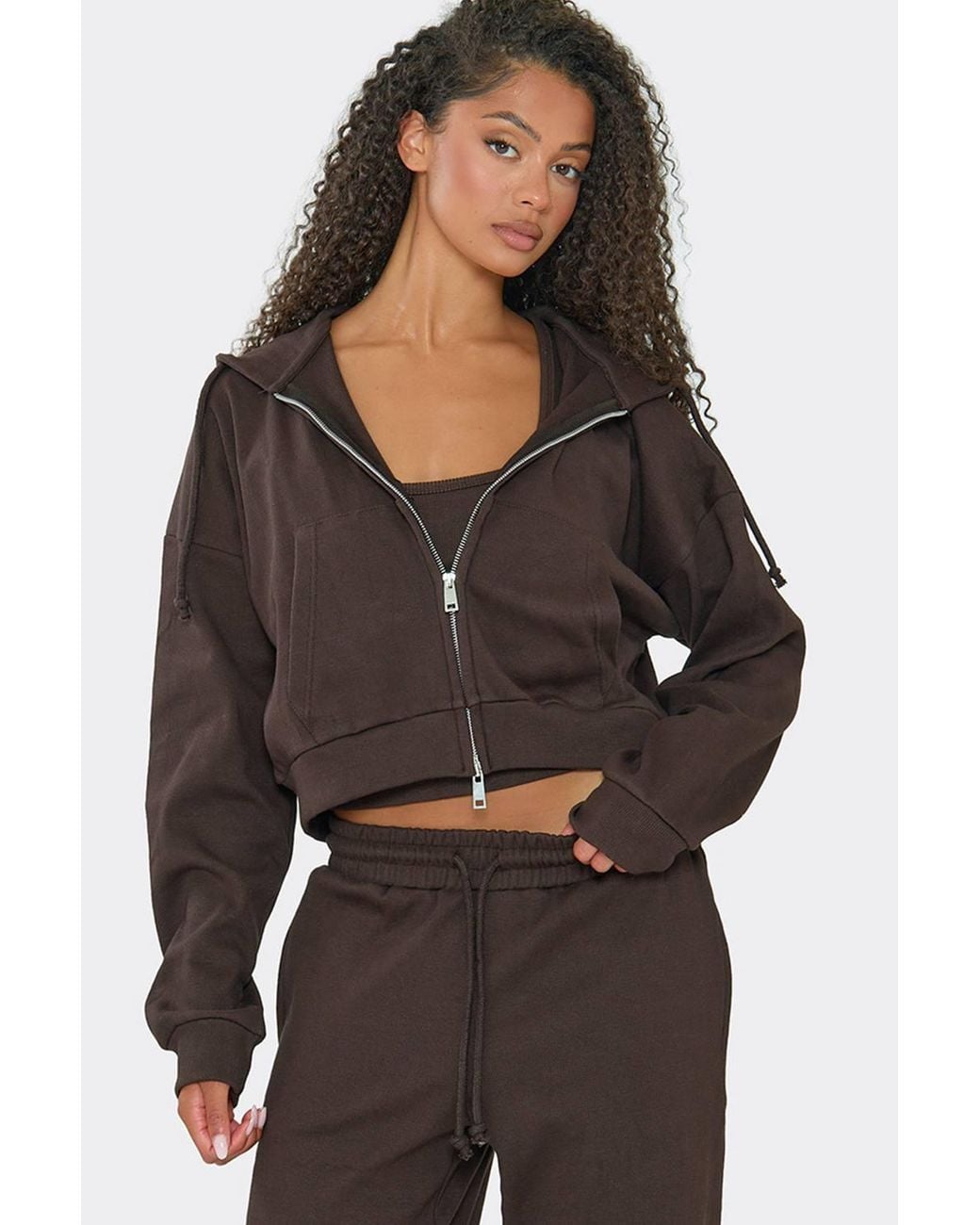 EGO Black Long Sleeve Zip Ribbed Hoodie