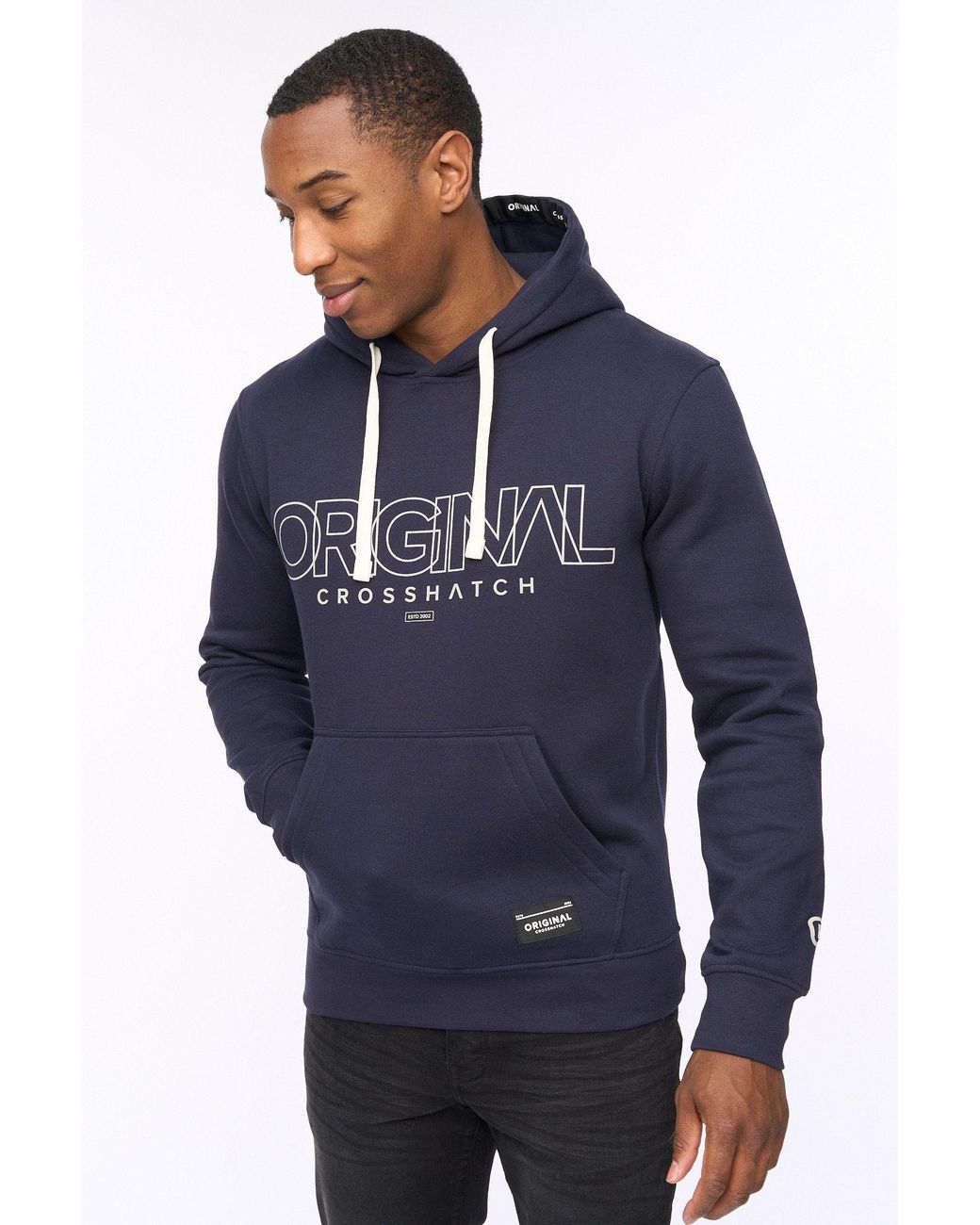 Crosshatch Blue Carrimoore Premium Graphic Hoodie With Soft-Touch & High Build Details for men
