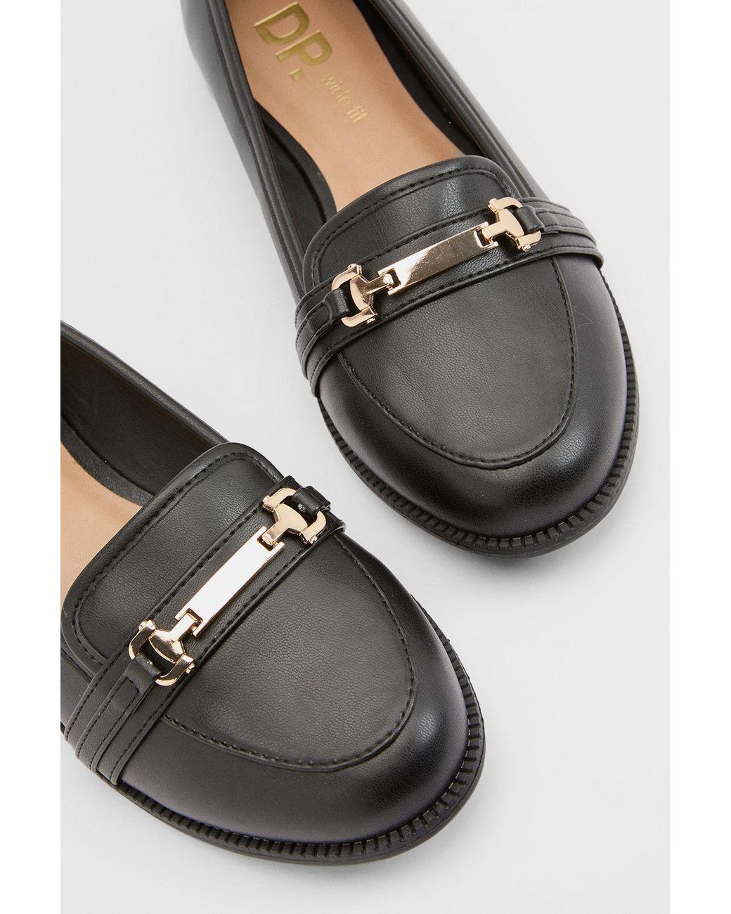 Dorothy Perkins Black Wide Fit Lora Snaffle Loafers