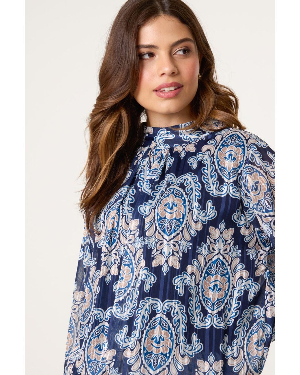 Blue Vanilla Blue Long Sleeve Turtleneck Blouse