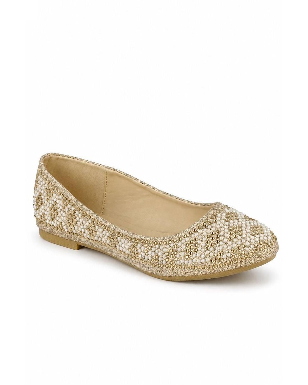 Spot on Natural Embellished Mesh Ballet Pumps