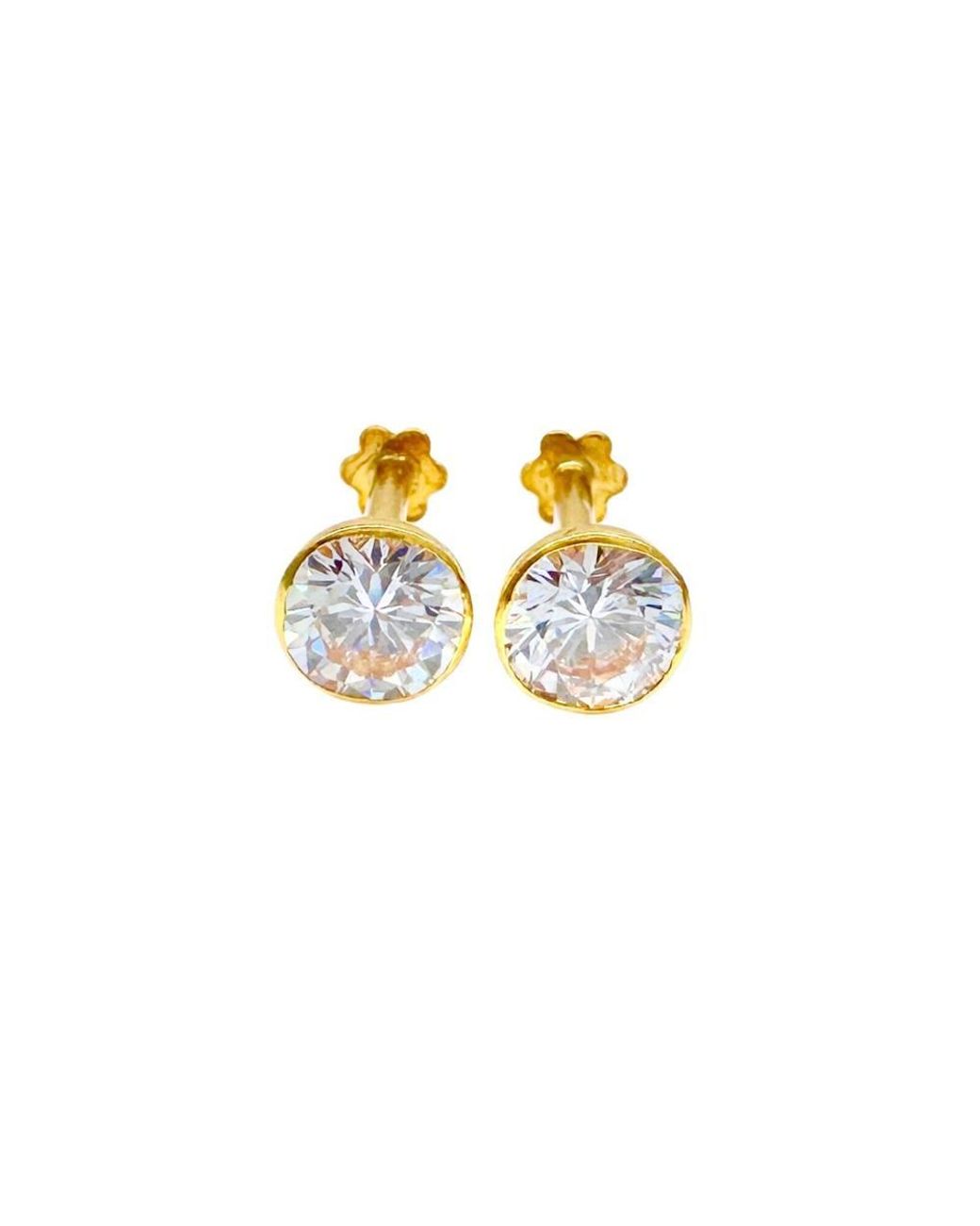 Raina Jewels Metallic 22Ct Round Bezel Stud Earrings 2.5Mm