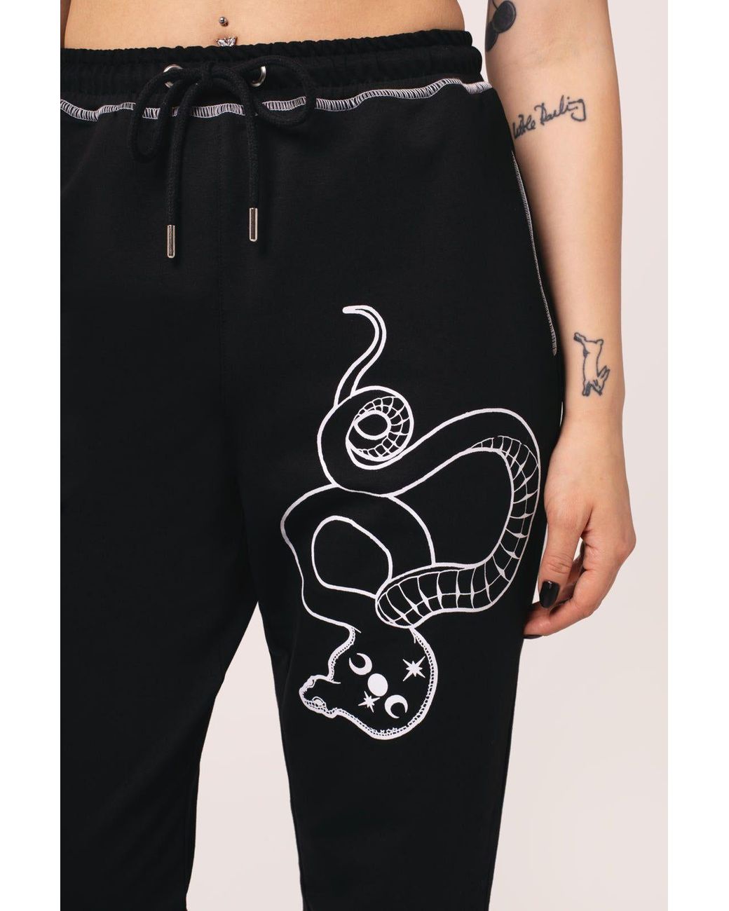 Hell Bunny Black Venom Lightweight Contrast Stitching Joggers