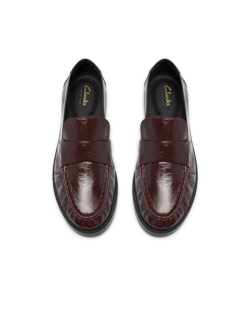 Clarks Brown Straven2 Step Burgundy Patent Loafers, Slip Ons