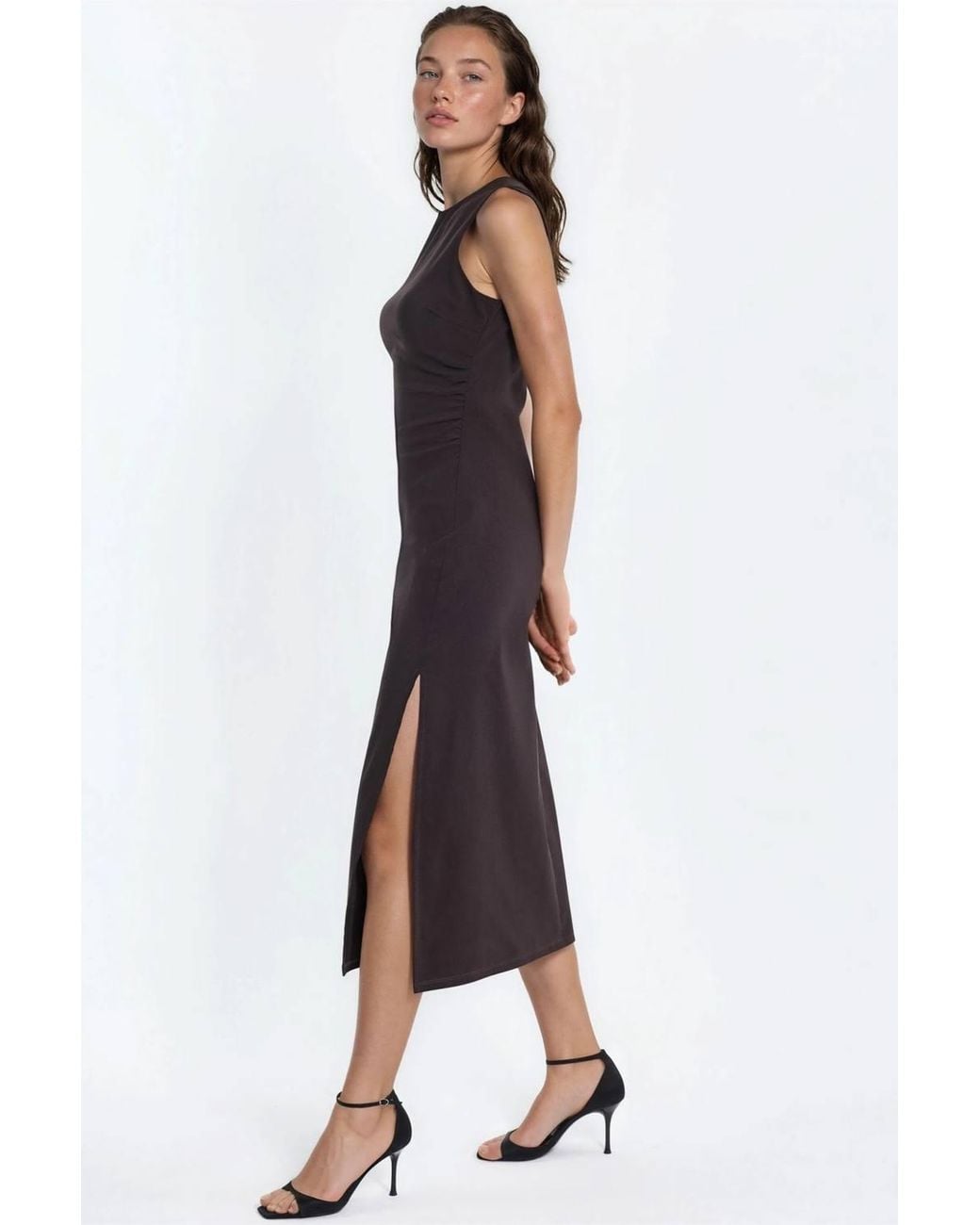 Hiccup Purple Sleeveless Bengaline Midi Dress
