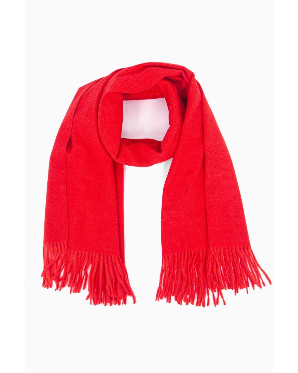 SARTA Red Heavyweight Winter Scarf Tasselled Shawl Wrap