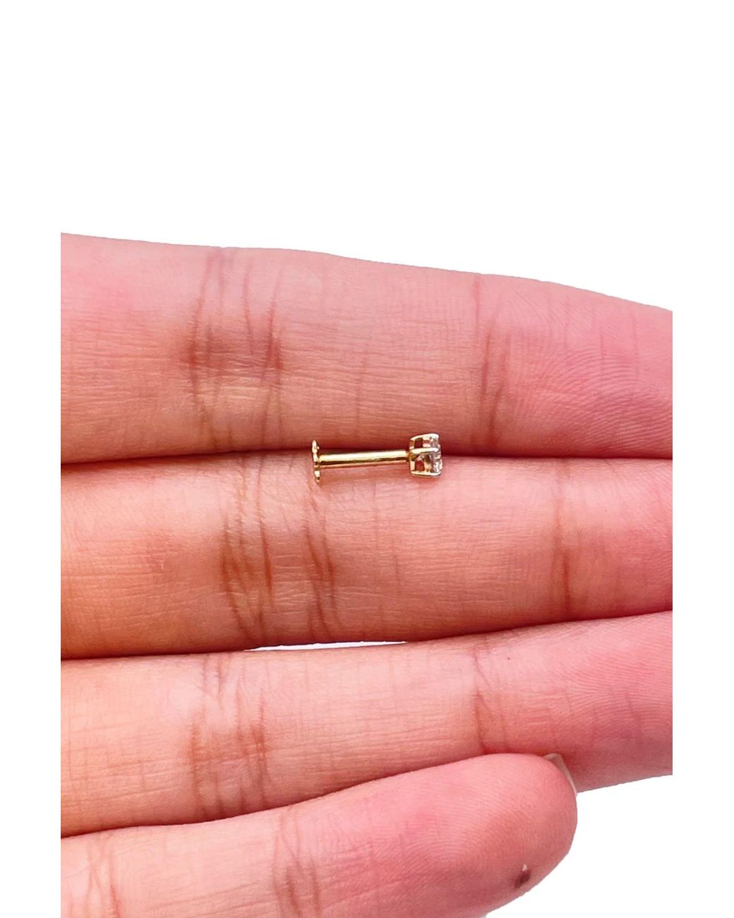 Raina Jewels Brown 18Ct Diamond Nose Stud Pin 0.15Ct 4Claw 3.4Mm Width