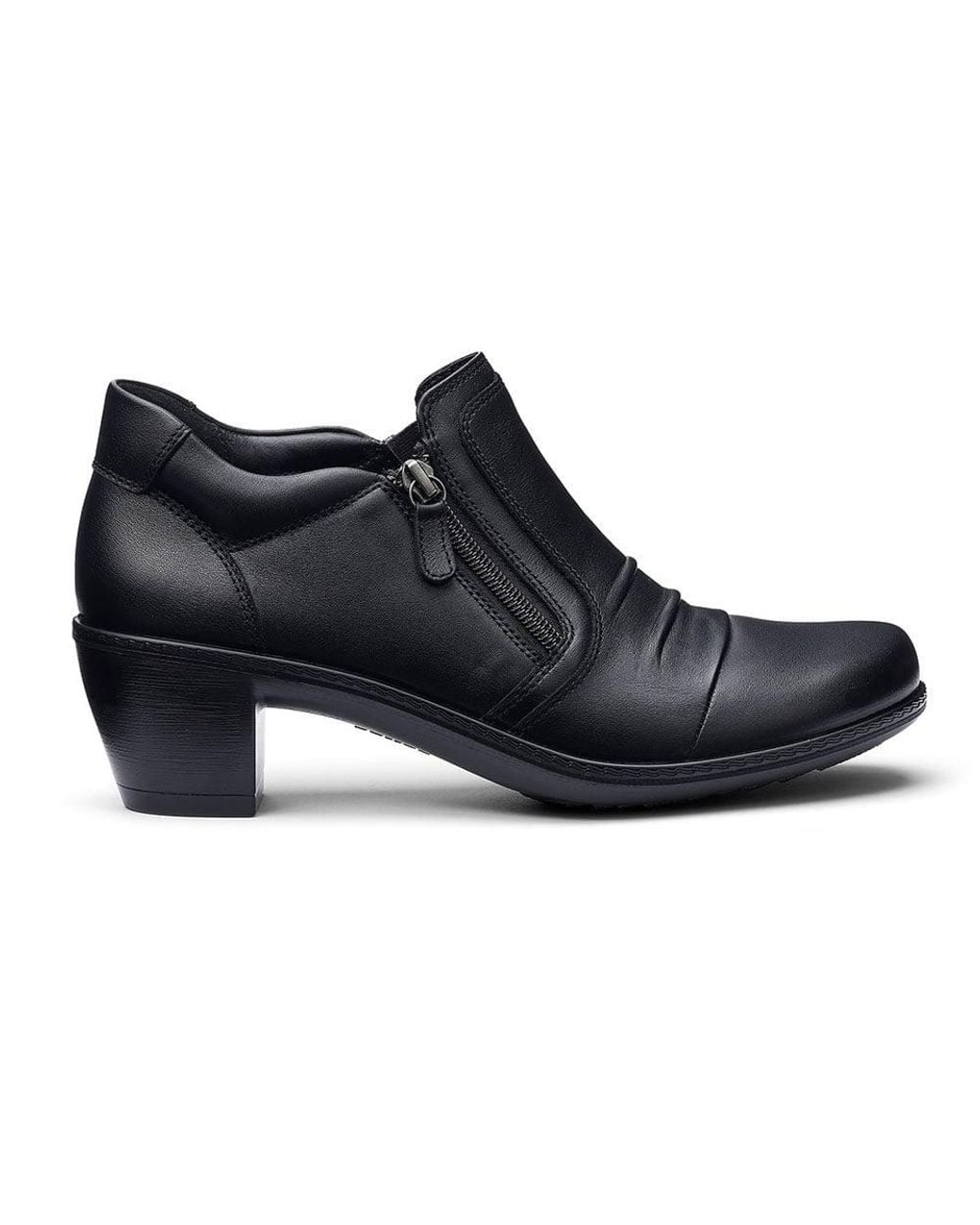 Hotter Black Wide Fit 'Hutton' Heeled Shoes