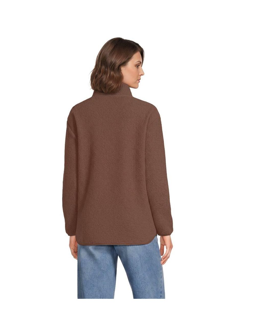 Lands' End Brown Sherpa Fleece Full Zip Jacket