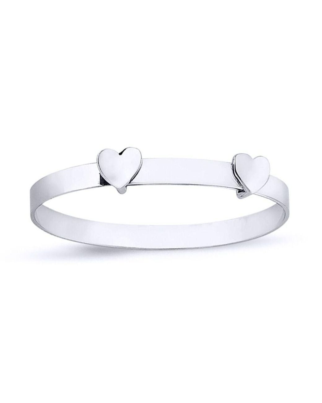 Jewelco London White Sterling Twin Love Hearts Expandable Baby Bangle Bracelet