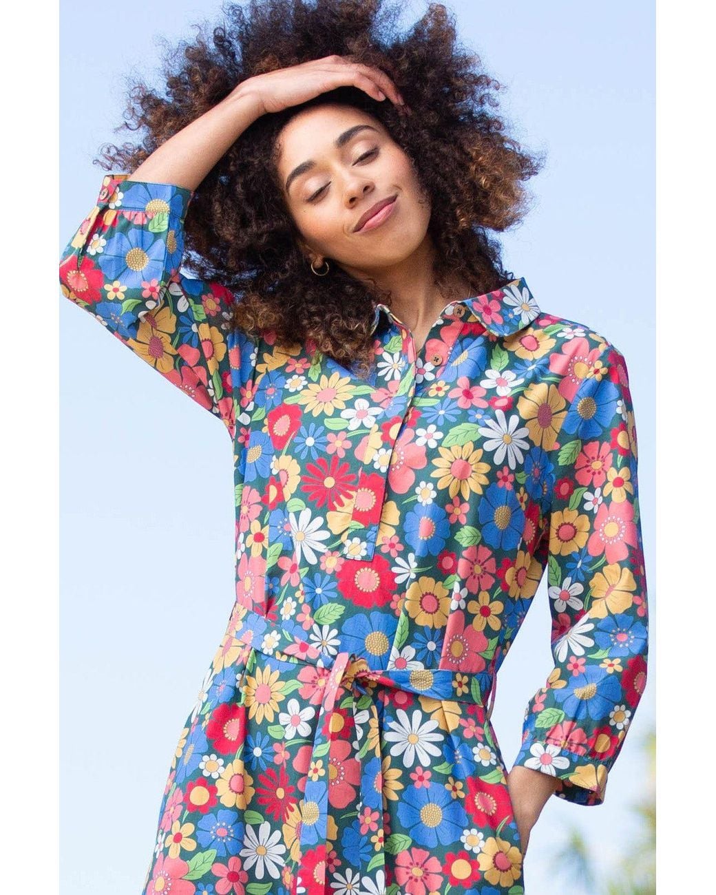 Kite Multicolor Morcombelake 3/4 Sleeve Poplin Dress