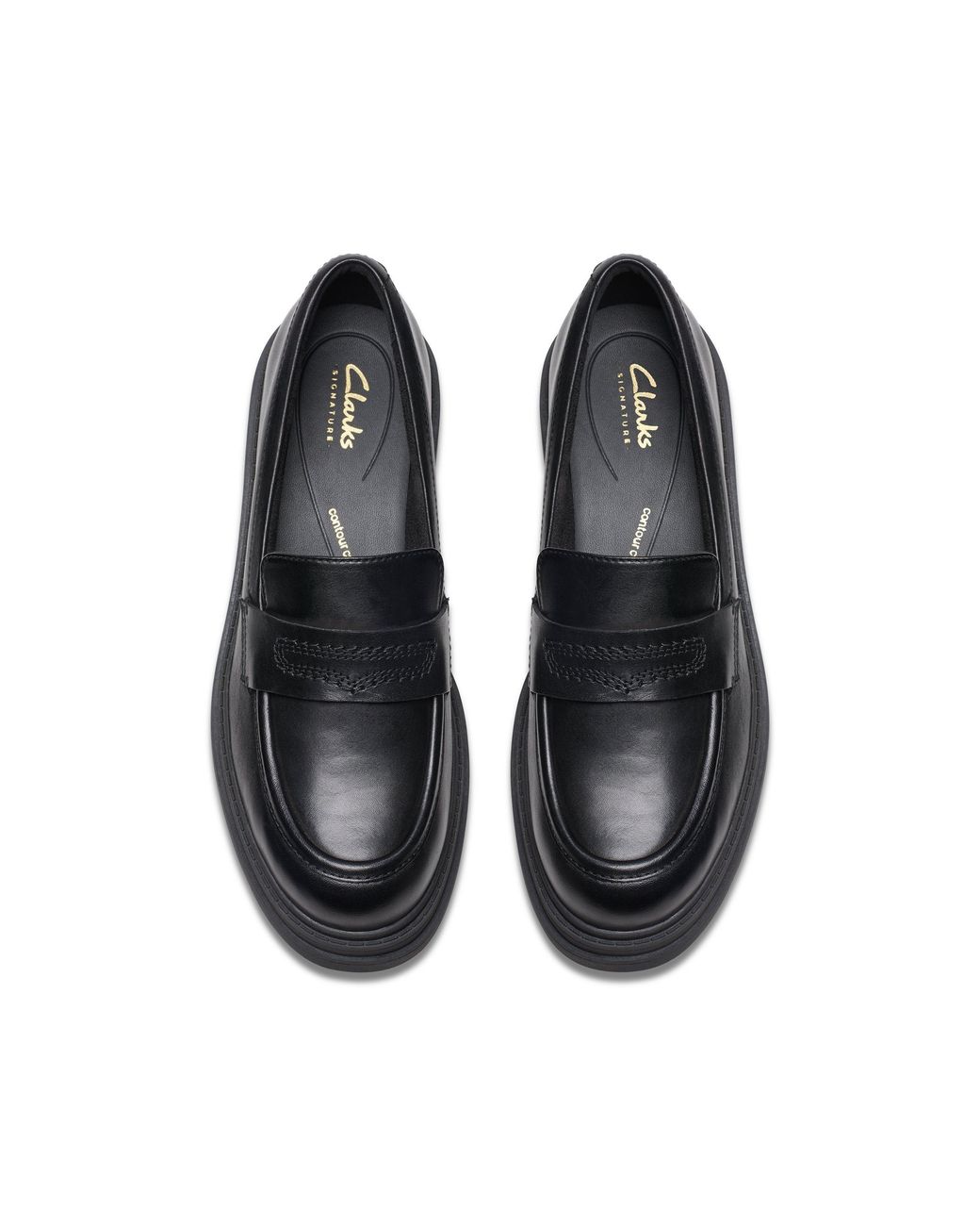 Clarks Black Orinoco3 Edge Leather Loafers, Slip Ons
