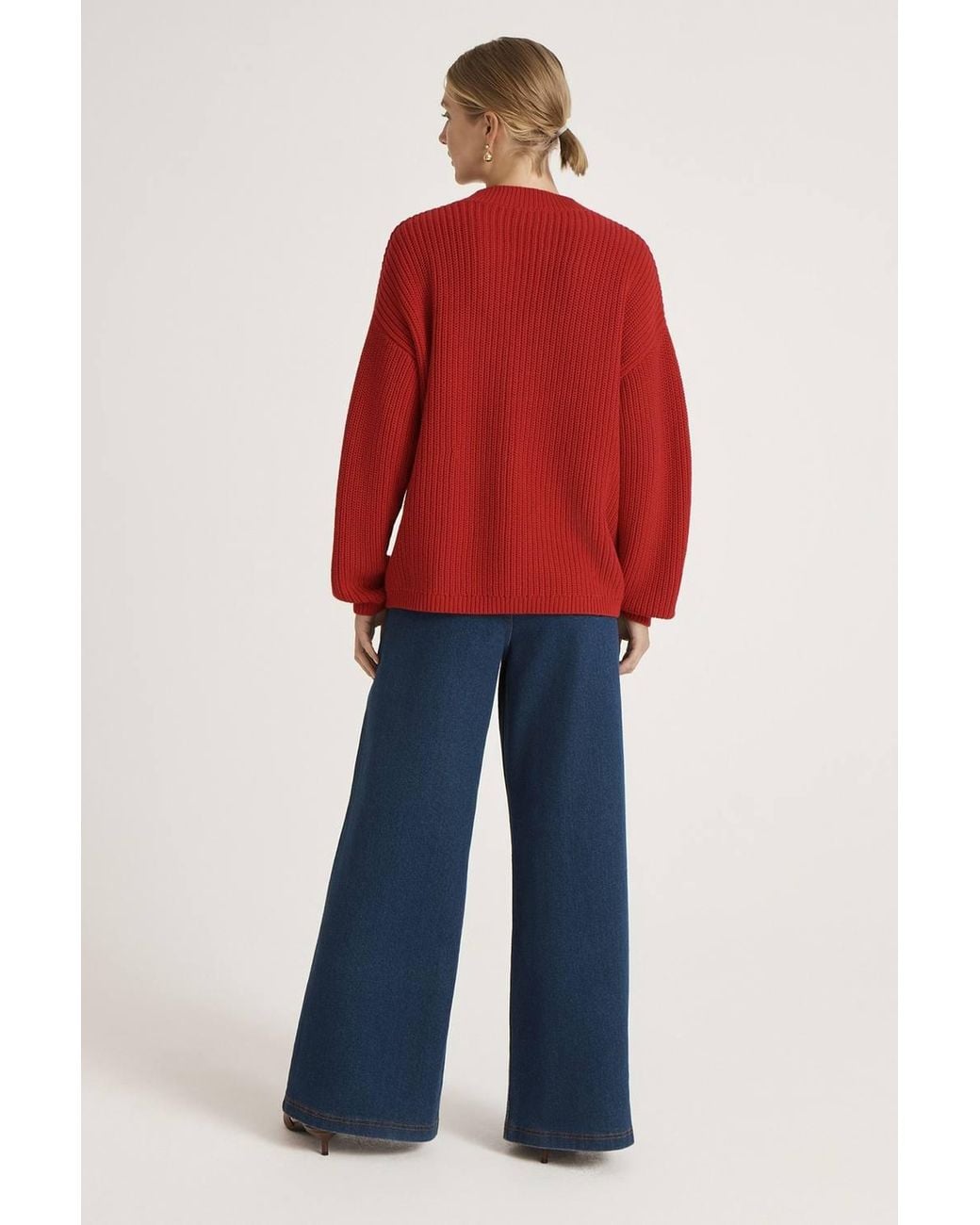 Finery London Red Estella V Neck Knitted Cardigan