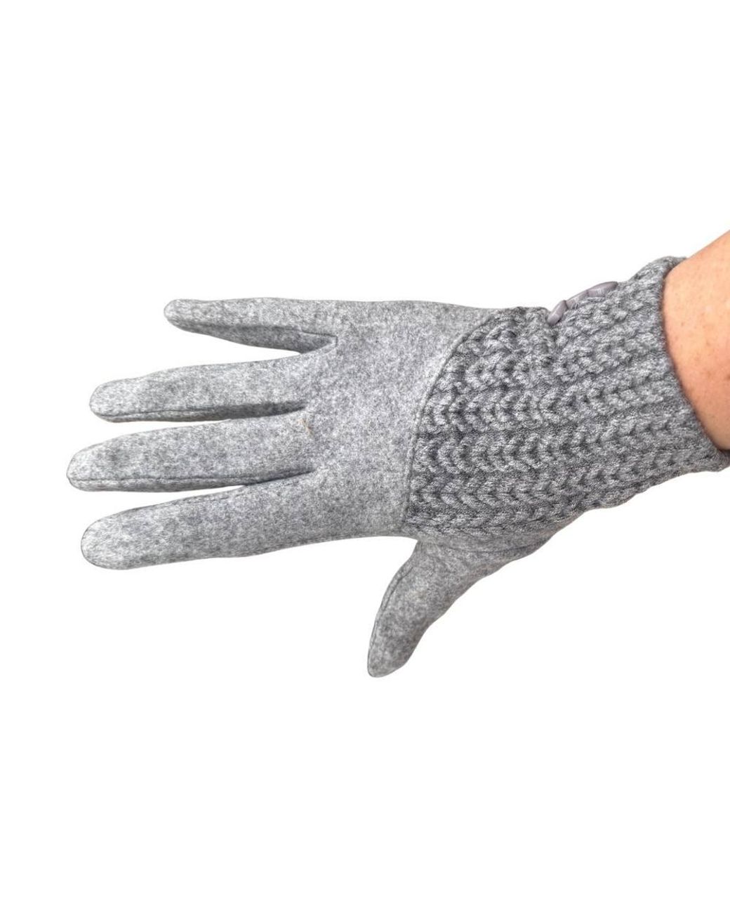 Love EMVY Gray Cashmere Blend Gloves With Button Detailing