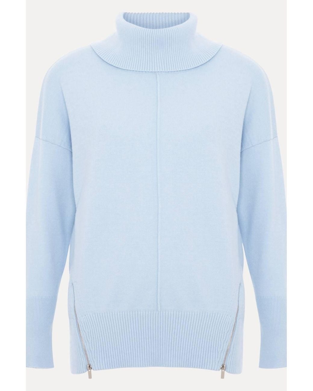 Phase Eight Blue Steph Roll Neck Side-Zip Knitted Jumper