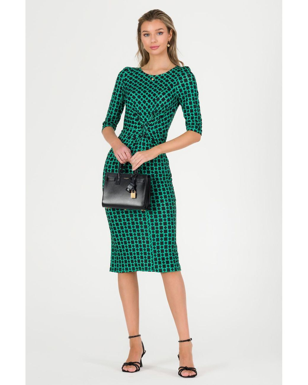 Jolie Moi Green Qyara Jersey Twist Bodycon Midi Dress