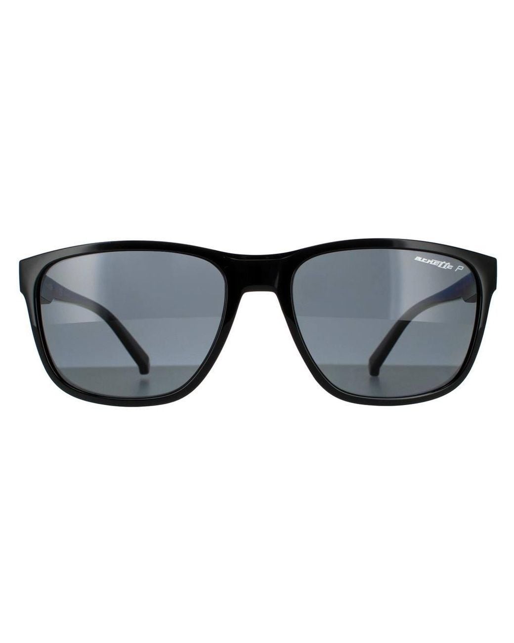 Arnette Black Rectangle Shiny Dark Polarized Sunglasses for men