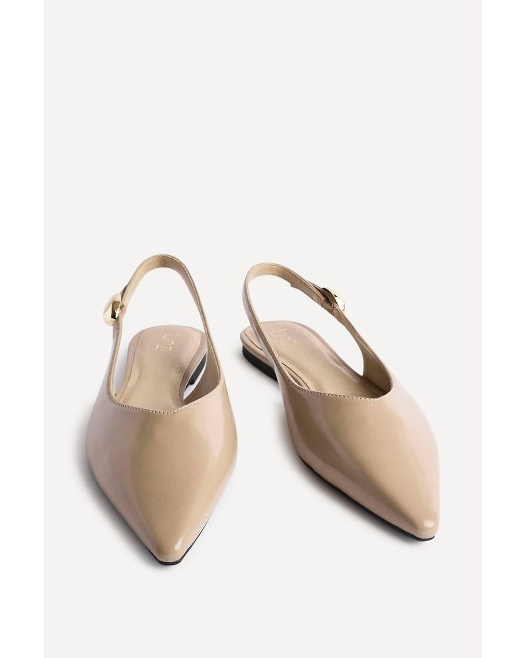 Linzi White Profile Faux Leather Ballet Flats