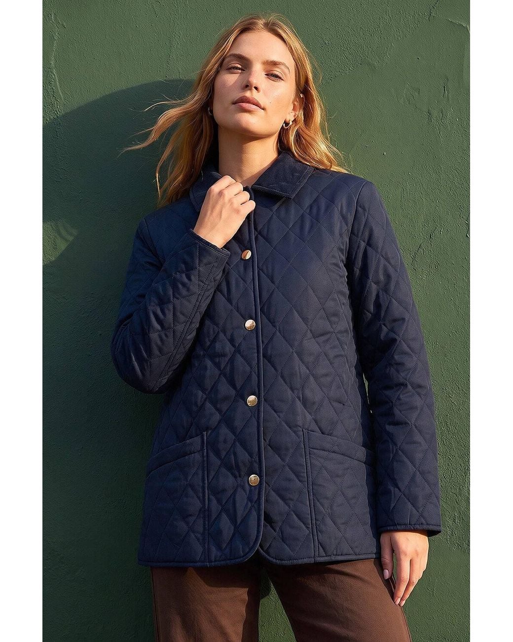 Roman Blue Quilted Collar Jacket