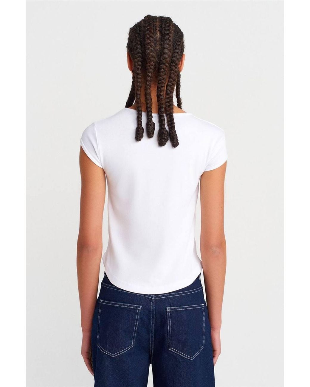 Dilvin White Slim Fit Cotton Crew Neck T-Shirt