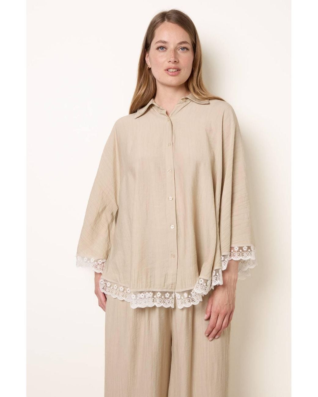 Blue Vanilla Natural Short Sleeve Collar Blouse
