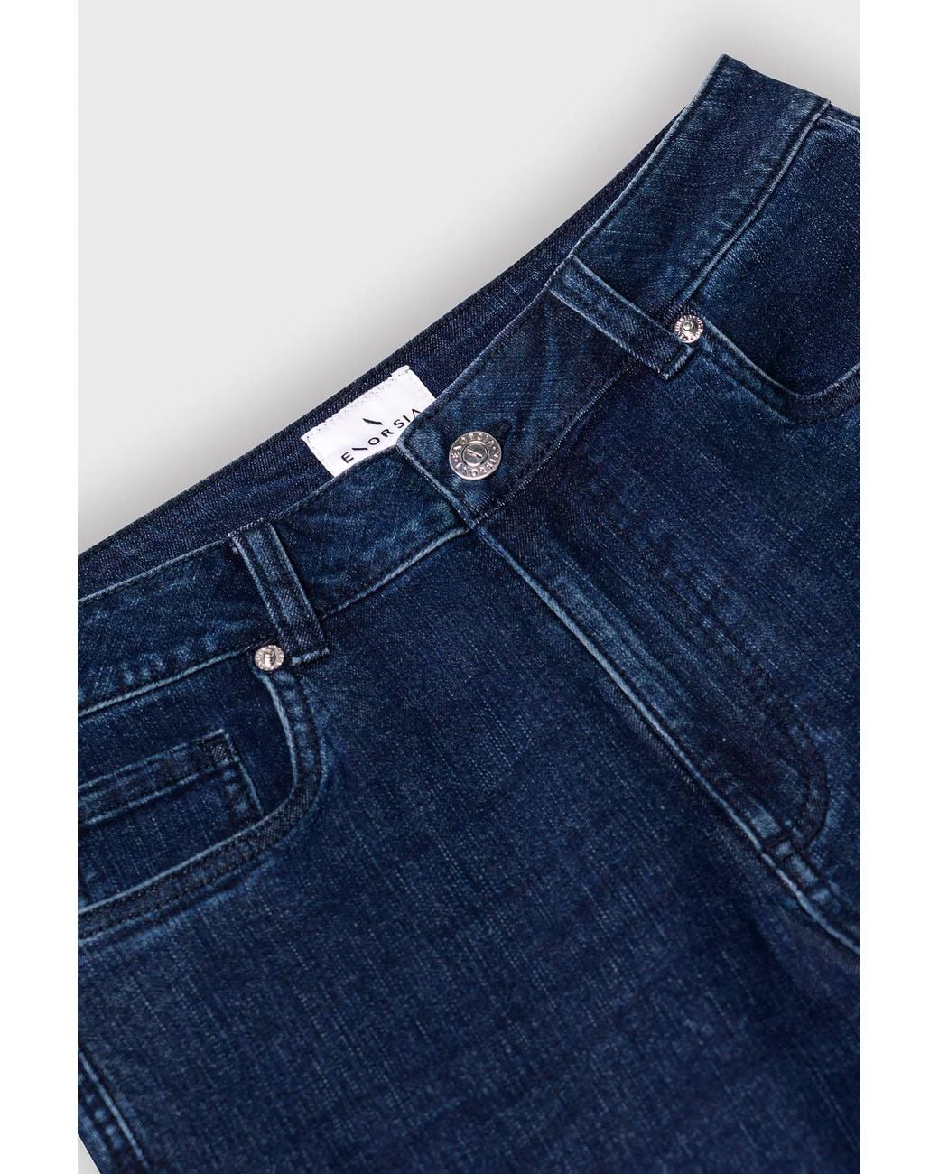 Enorsia Blue Turn Up Knee Length Denim Shorts