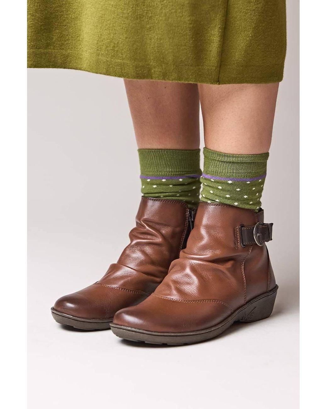Moshulu Green 'Bourbon 2' Slouchy Leather Ankle Boots