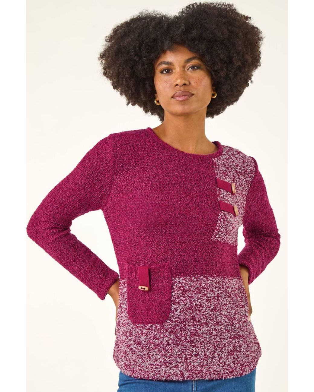 Roman Textured Colour Block Knit Jumper