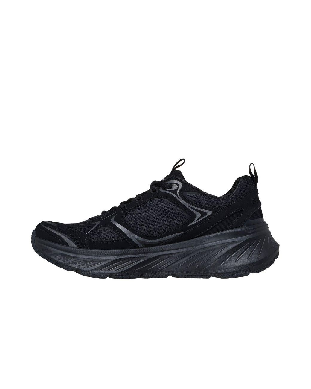 Skechers Black Edgeride Duraleather Overlay Mesh Lace-Up Trainers