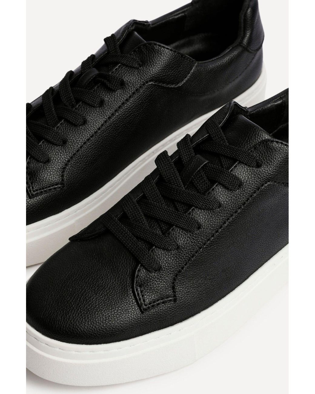 Linzi Black Jersey Faux Leather Trainers