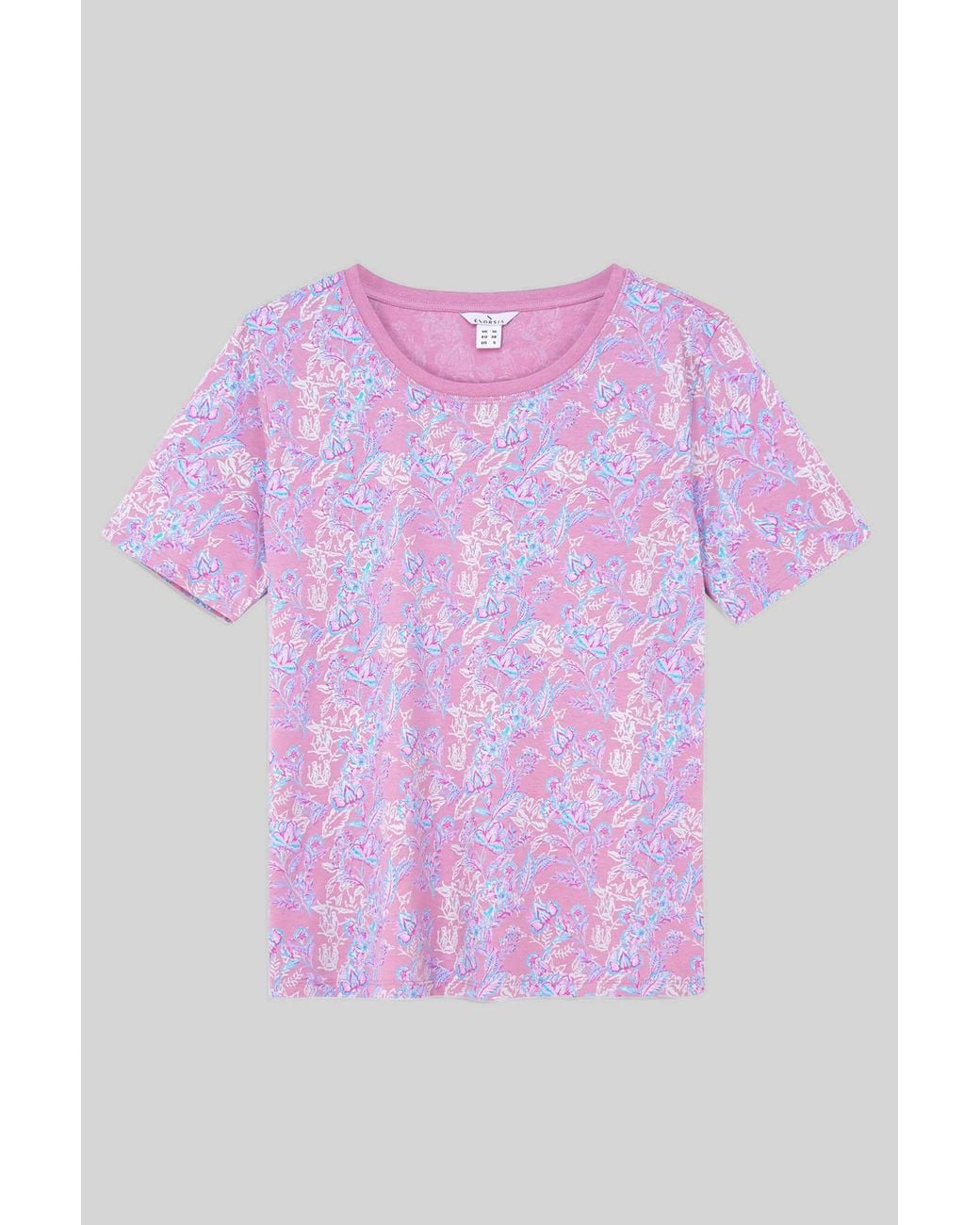 Enorsia Purple Crayon Leaf Combed Cotton Relax Fit T-Shirt