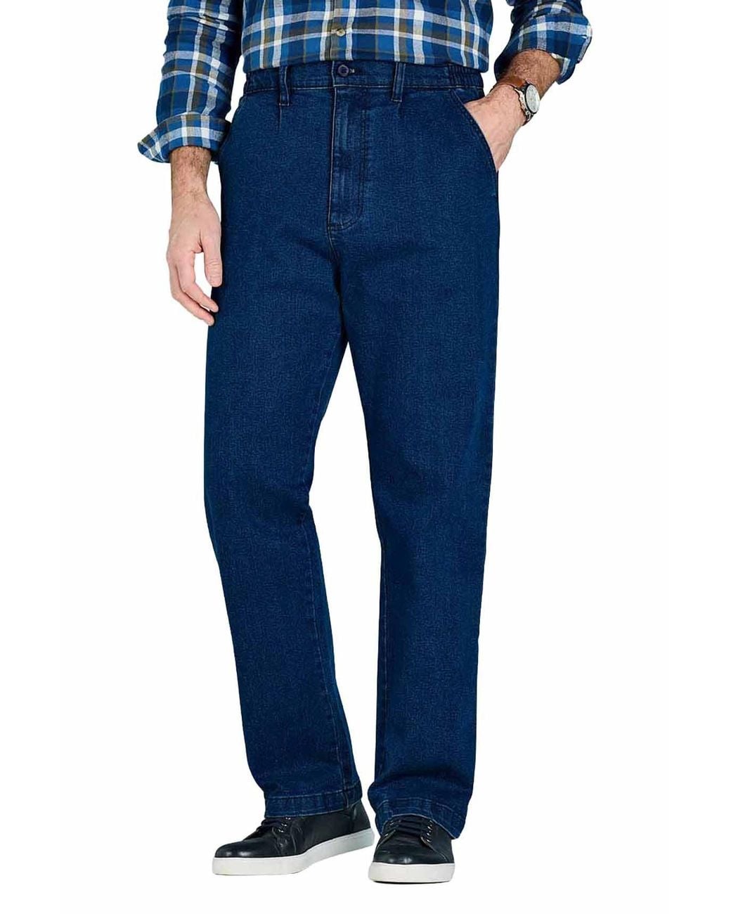 Chums Blue High-Rise Denim Elasticated Waist Stretch Fabric Cotton Jeans for men