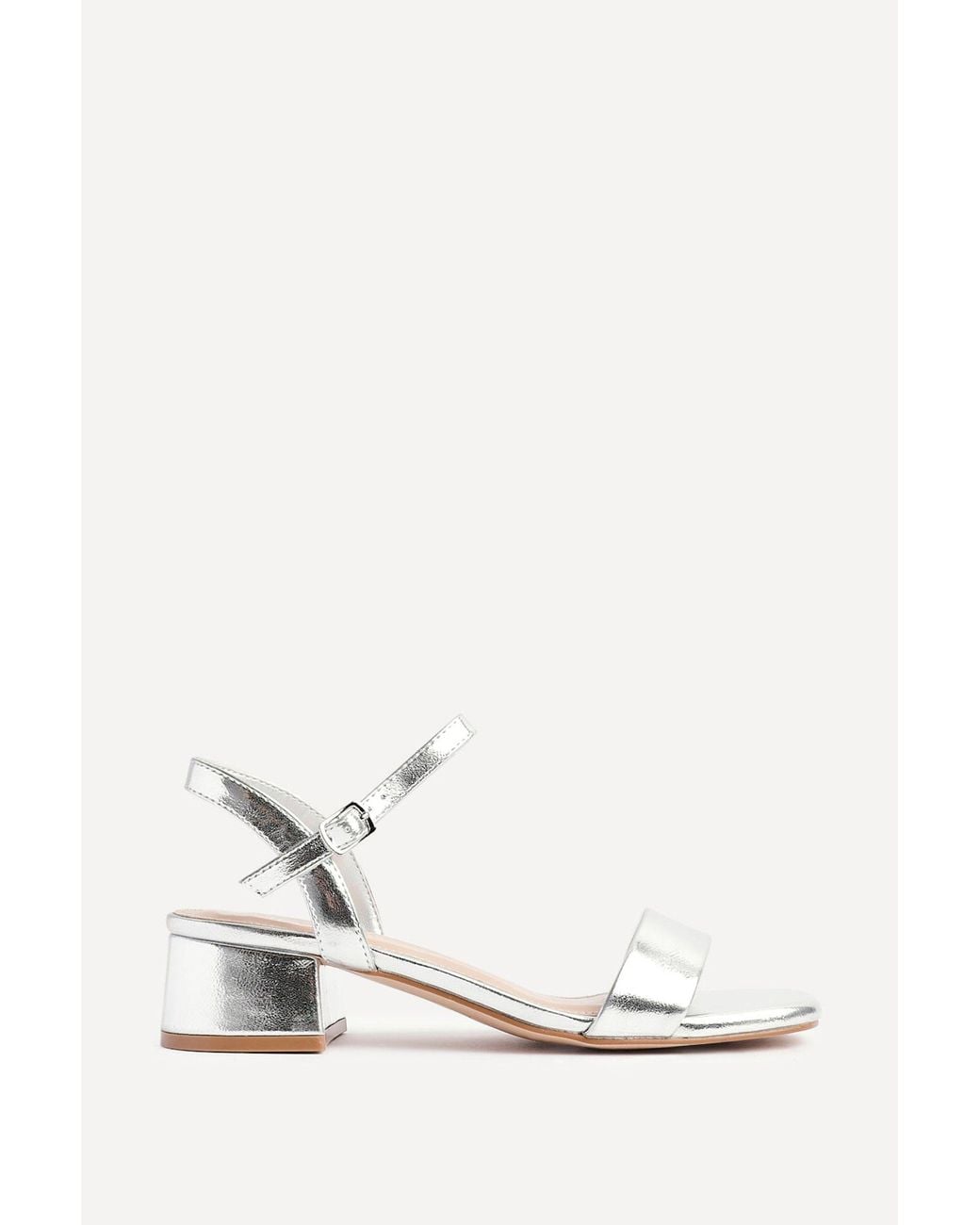 Linzi White Tillie Faux Leather Low Blook Heel