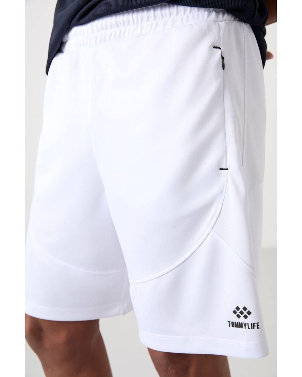 TOMMY LIFE Blue Solid Knit Sweat Shorts for men