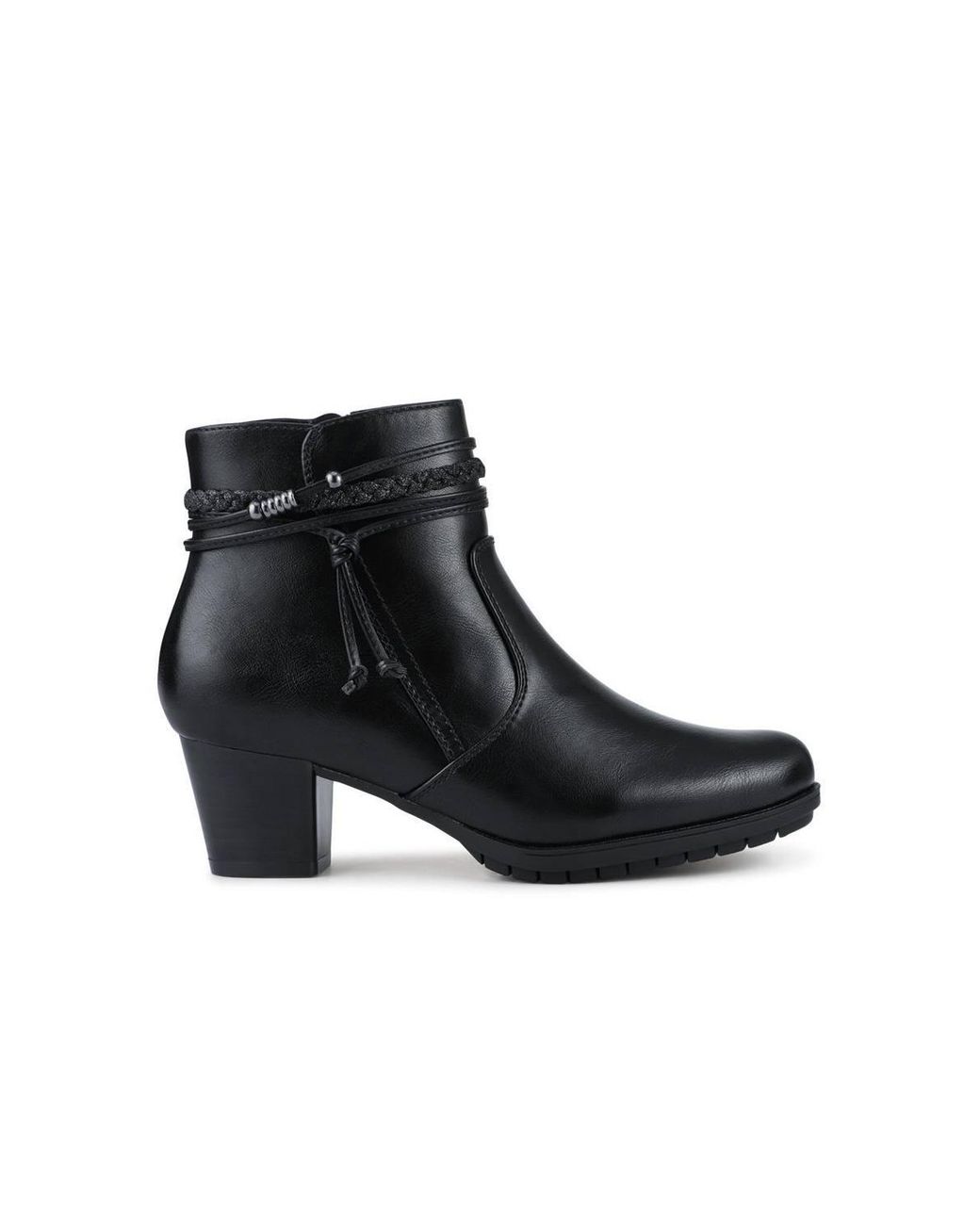 Pavers Black Lace-Detailed Heeled Ankle Boots
