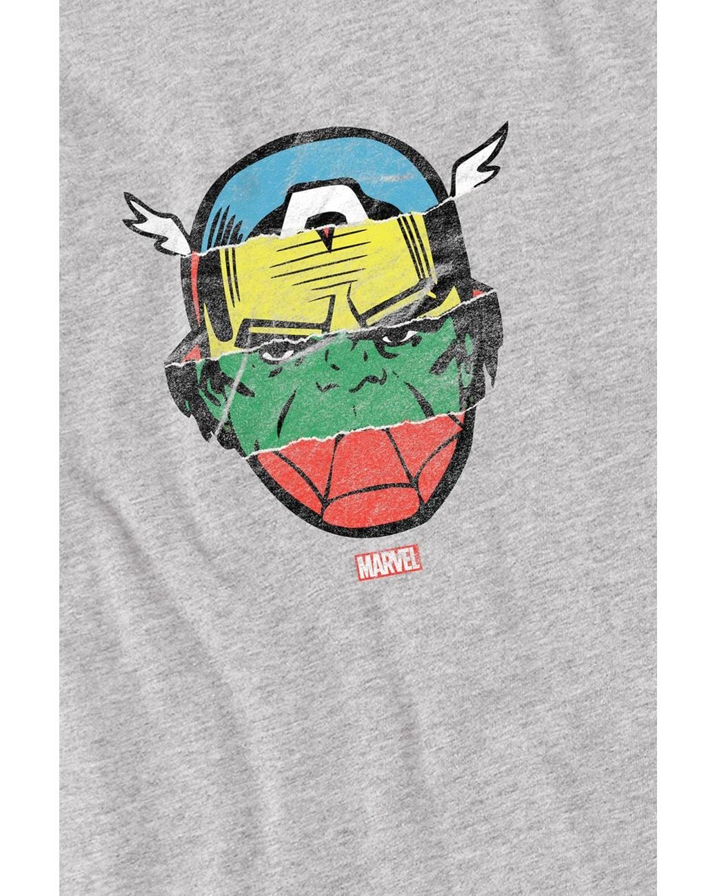 Marvel Gray Avengers Faces T-Shirt, Athletic Heather