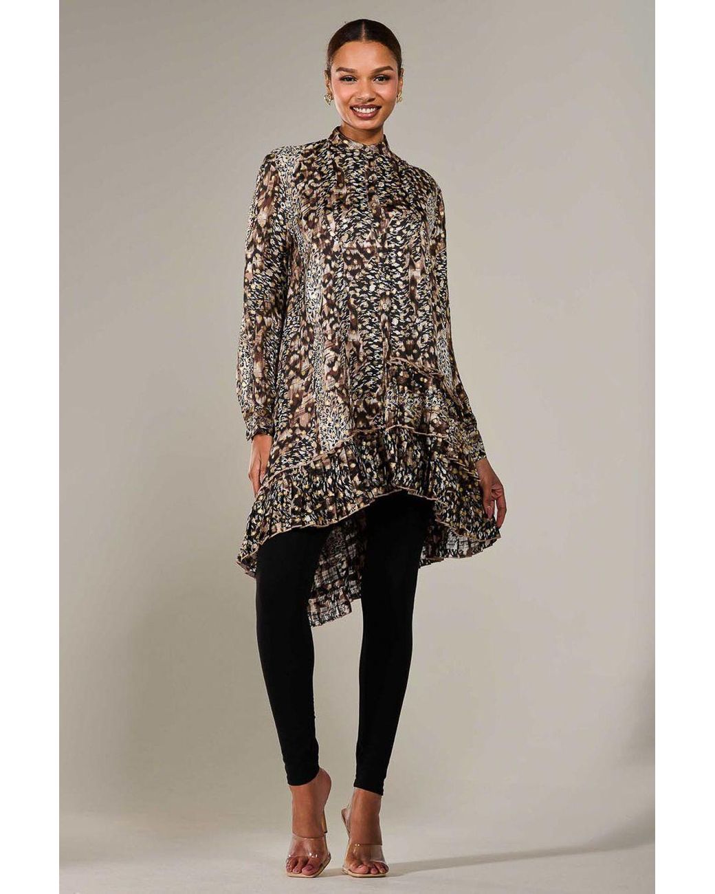 Jolie Moi Natural Dipped Hem Shirt Midi Dress