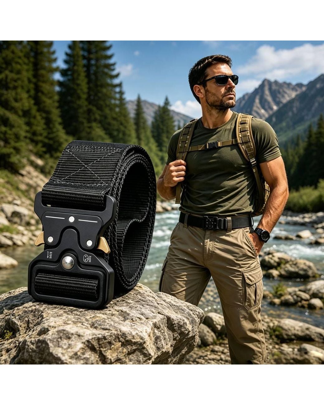 Lovii Black Quick Release Tactical Belt For Nylon Work Waist Belt for men