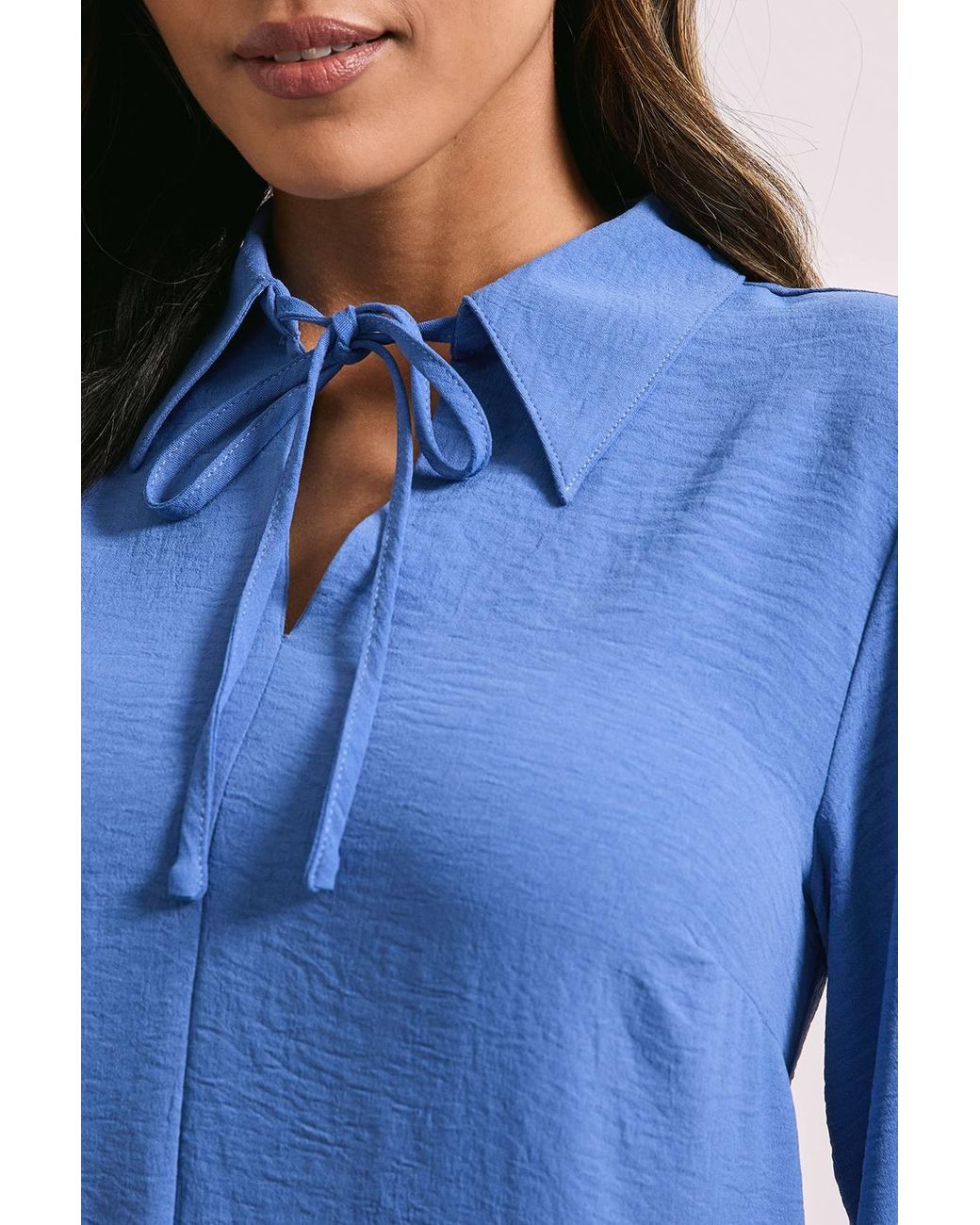Dorothy Perkins Blue Tie Neck Collar Detail Shift Mini Dress