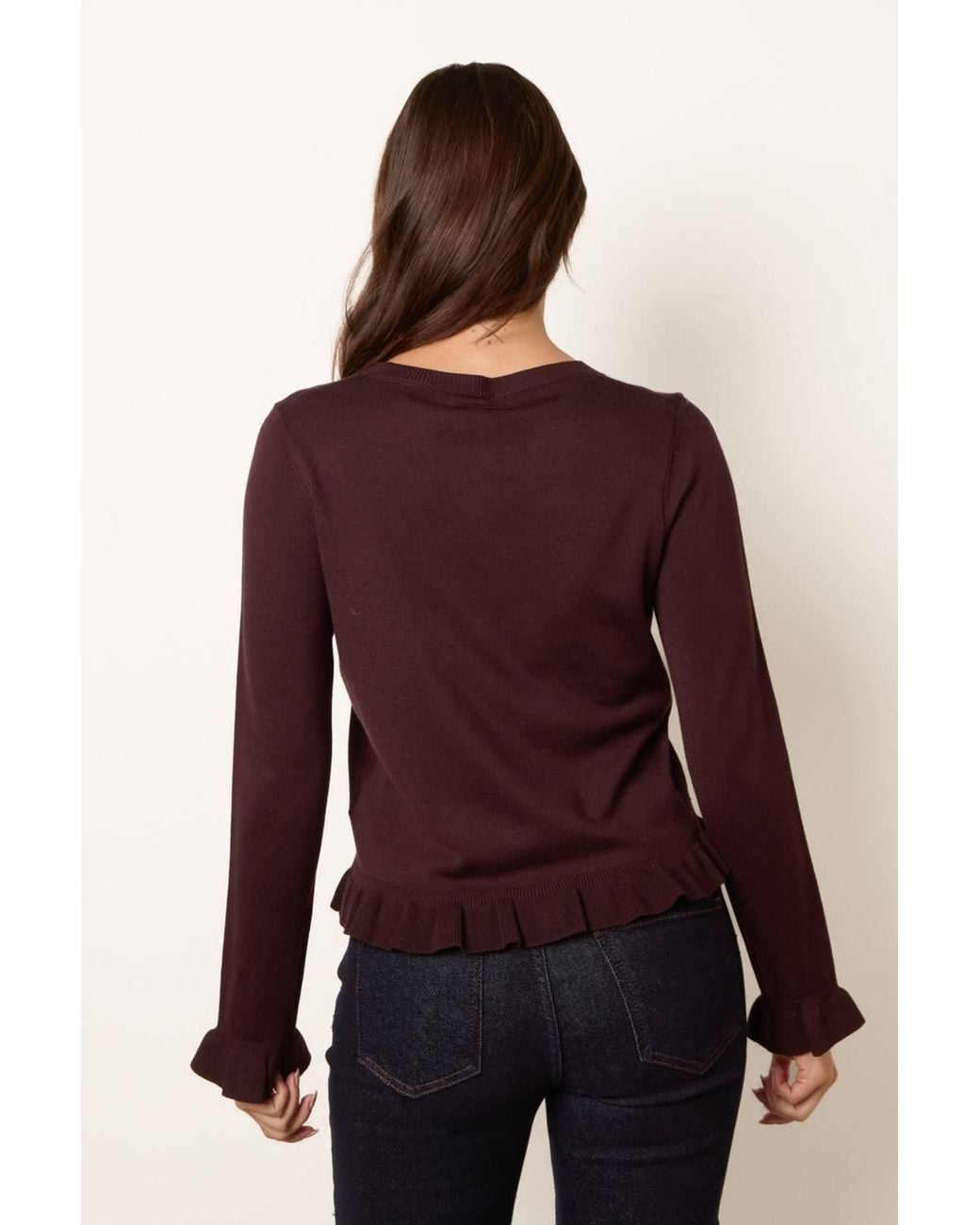 Blue Vanilla Red Long Sleeve Button Up Round Neck Cardigan