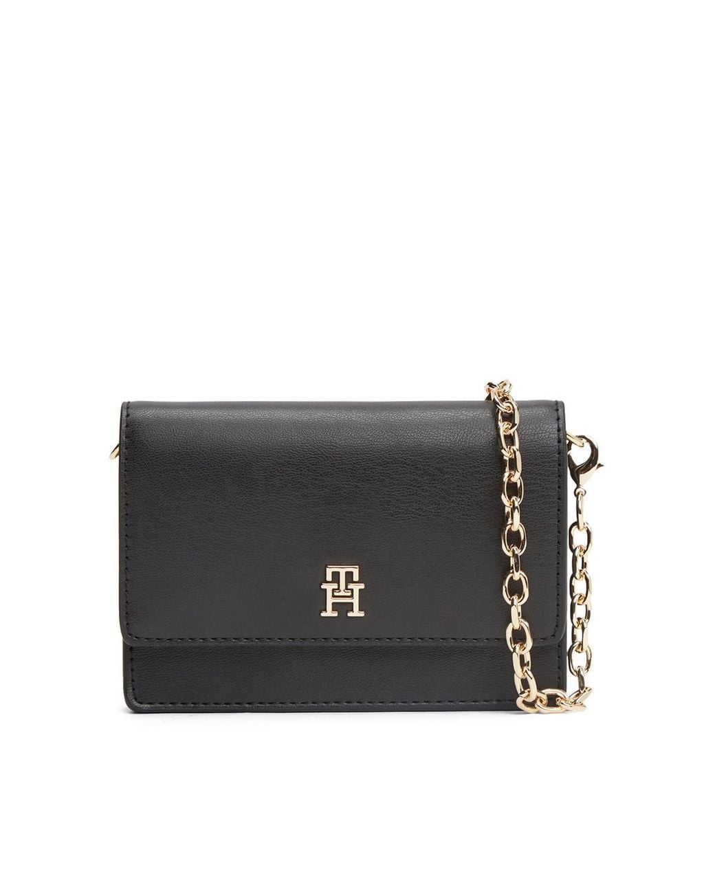 Tommy Hilfiger Black Th Icon Card Holder W/Chain