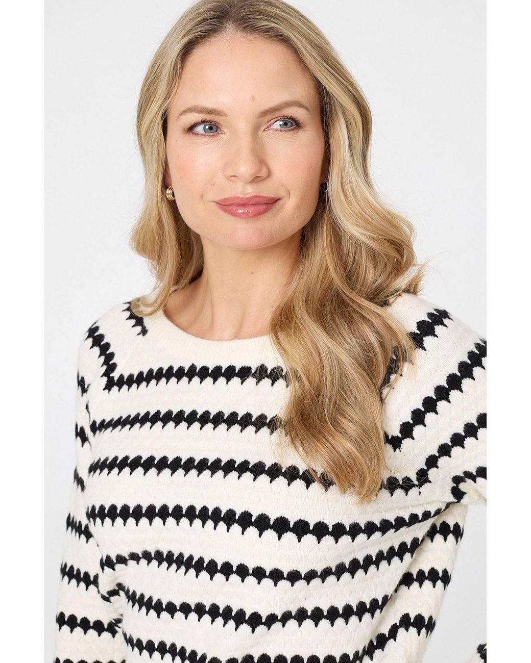 Izabel London Gray Stripe Textured Long Sleeve Jumper