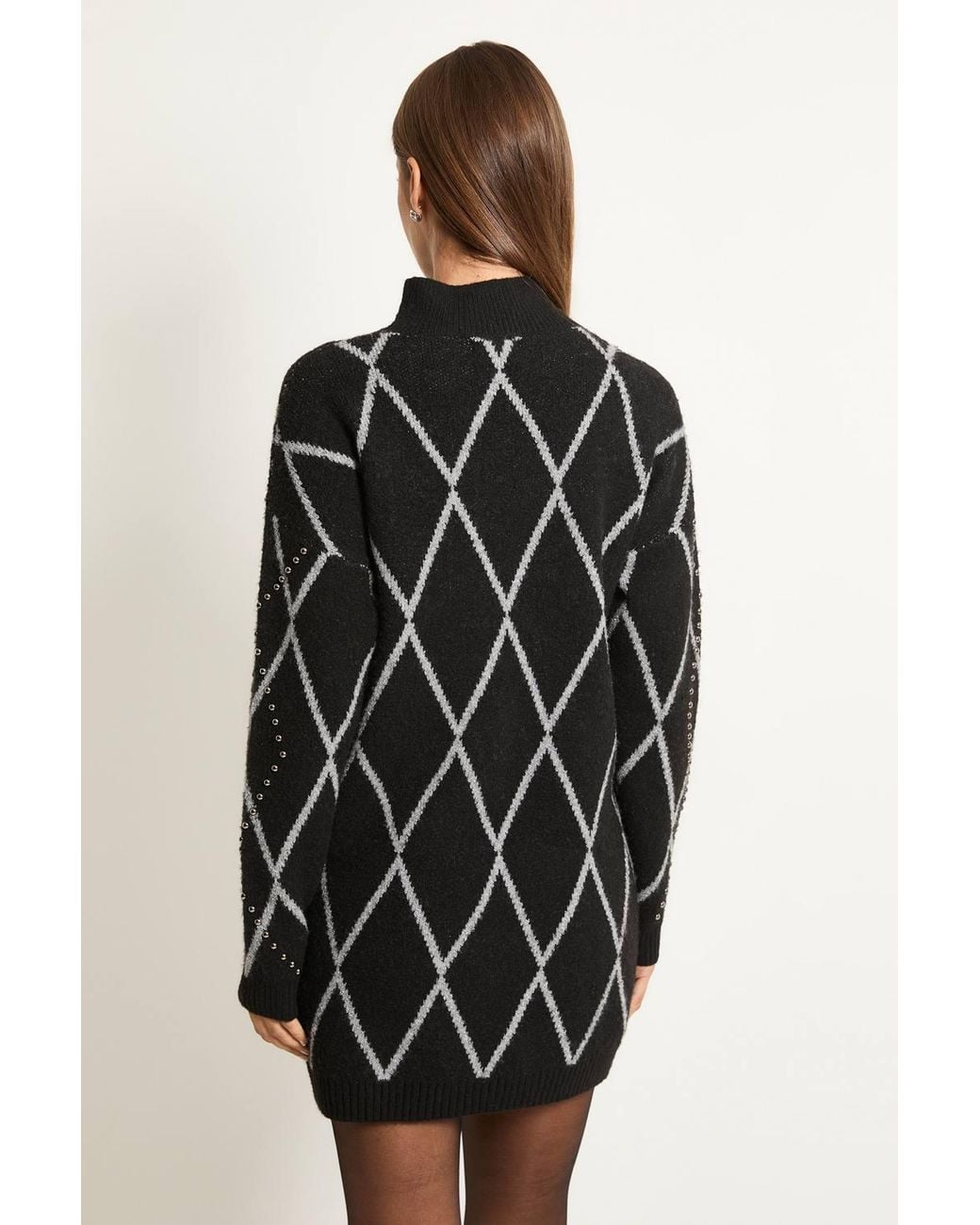 Wallis Black Funnel Neck Knitted Midi Dress